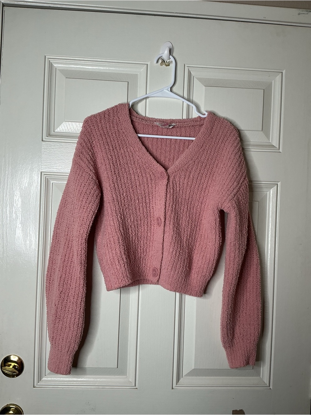 No Boundaries Pink V-Neck Button Cardigan